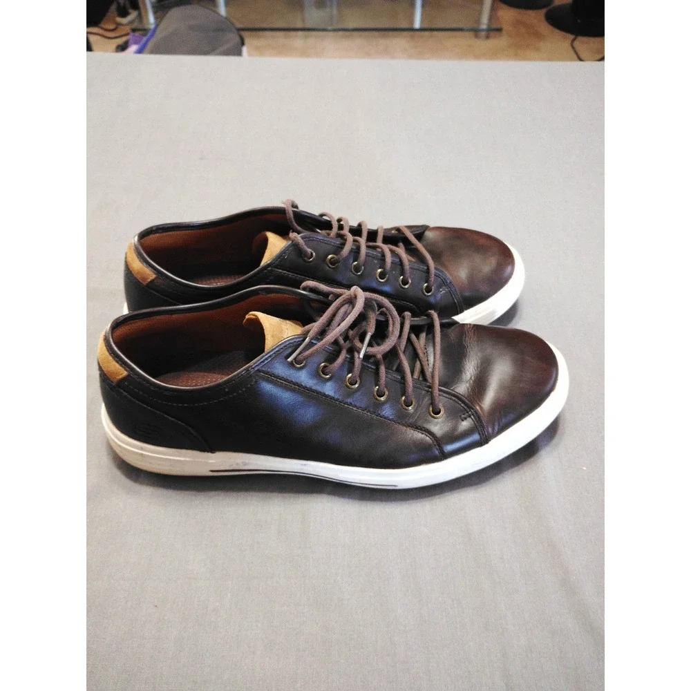 Skechers Classic Fit Me Shoes Air-Cooled Memory Foam Brown‎ Leather Preppy 13***